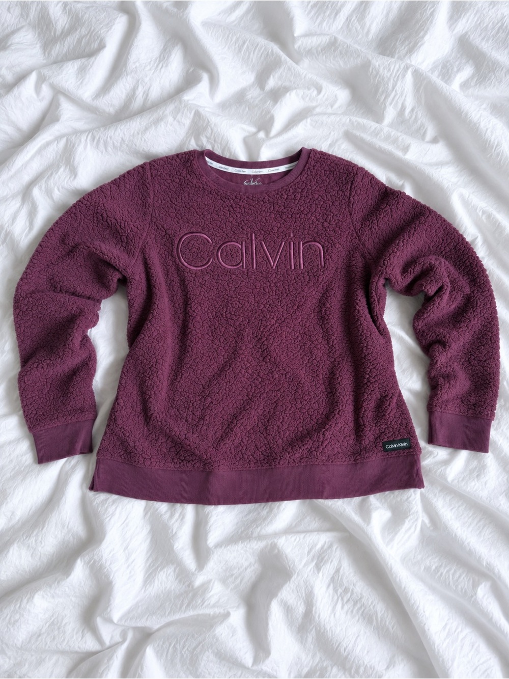 Calvin Klein Women's Plush Crewneck Sweater - Plum